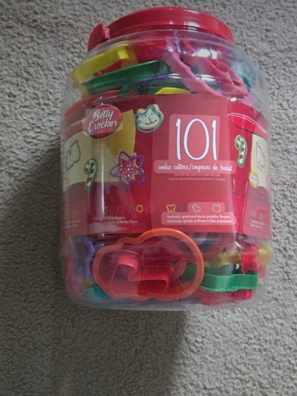 Betty Crocker Multicolor Cookie Cutter Jar with Red Lid